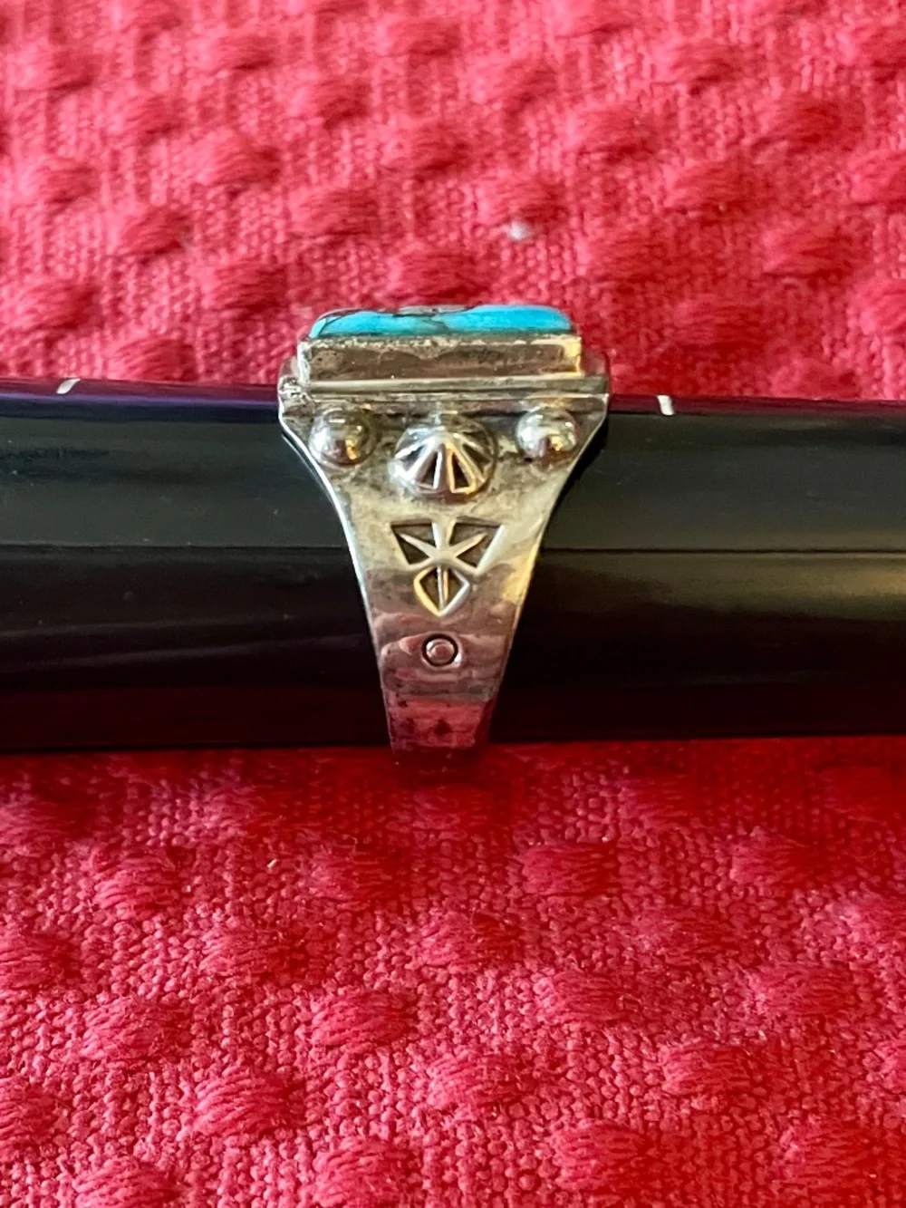 Blue Gem Sterling Silver  Turquoise Ring, Size 10